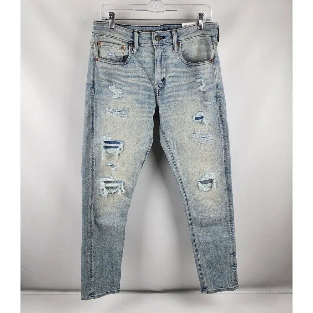 SOLD OUT American Eagle Jeans Mens 31x30 Blue Airflex + Temp Tech Skinny NWT - Picture 1 of 13
